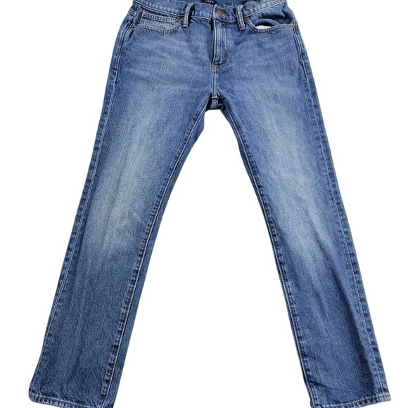 J Crew Jeans Mens 30x28.5 Tag 30x30 Slim Dark Wash Denim Distressed - Picture 1 of 7